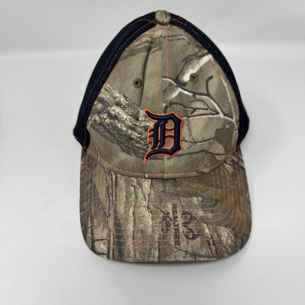 Detroit Tigers Hat Cap Fitted Mens Medium Camo Navy Mesh MLB Baseball‎ New Era